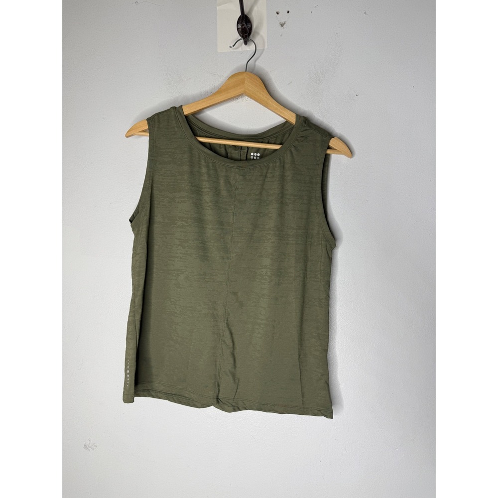 Title Nine Women XS Olive Green Burnout Split Back Activewear Tank Top